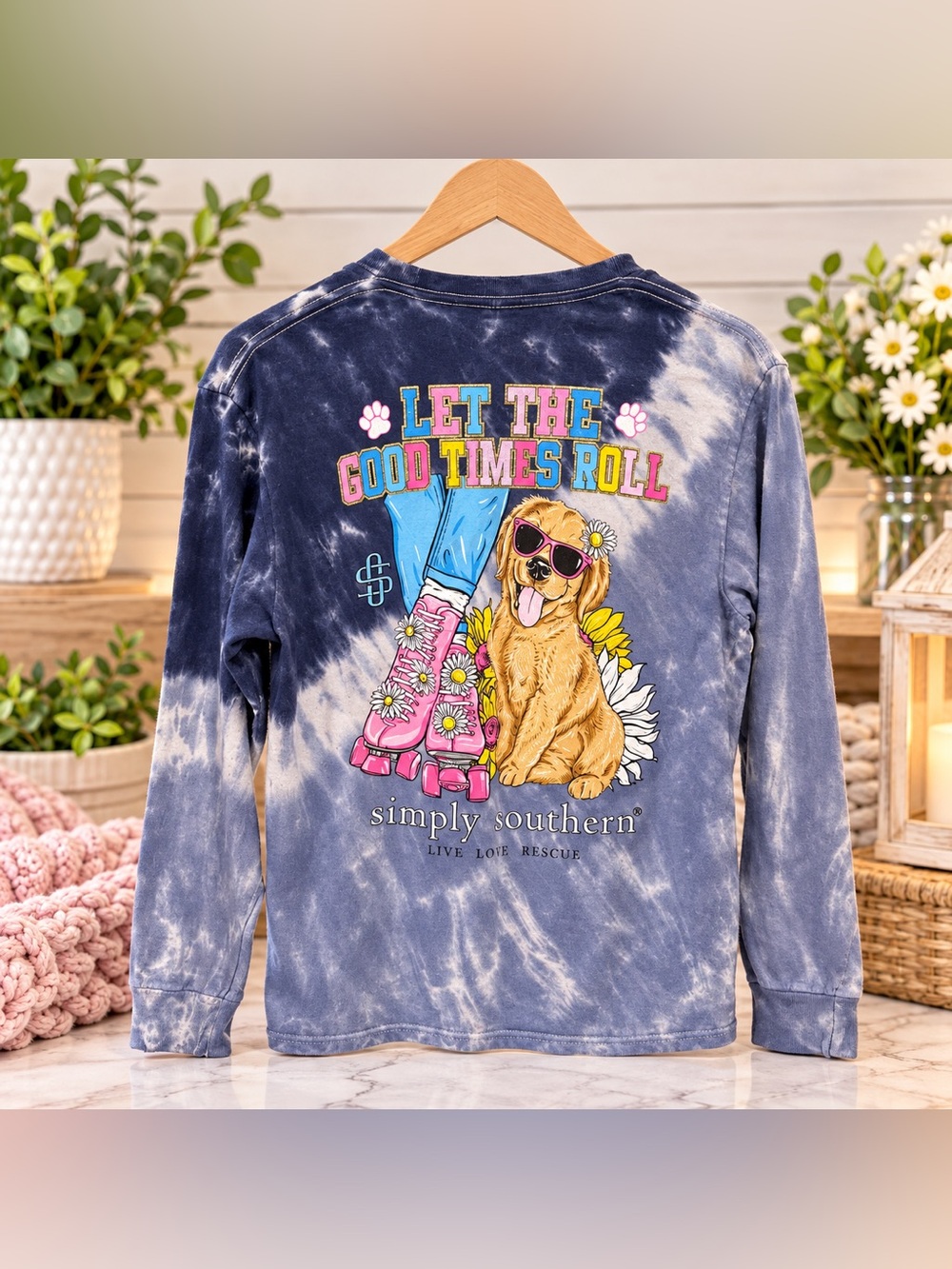 Simply Southern Youth Large Tie Dye Long Sleeve Tee – Let The Good Times Roll